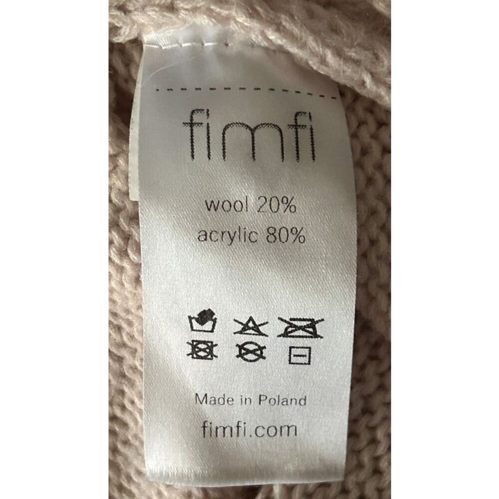 Fimfi Asymmetric Batwing Sleeve Pink & White Knitted Poncho Sweater S/M - Picture 6 of 7